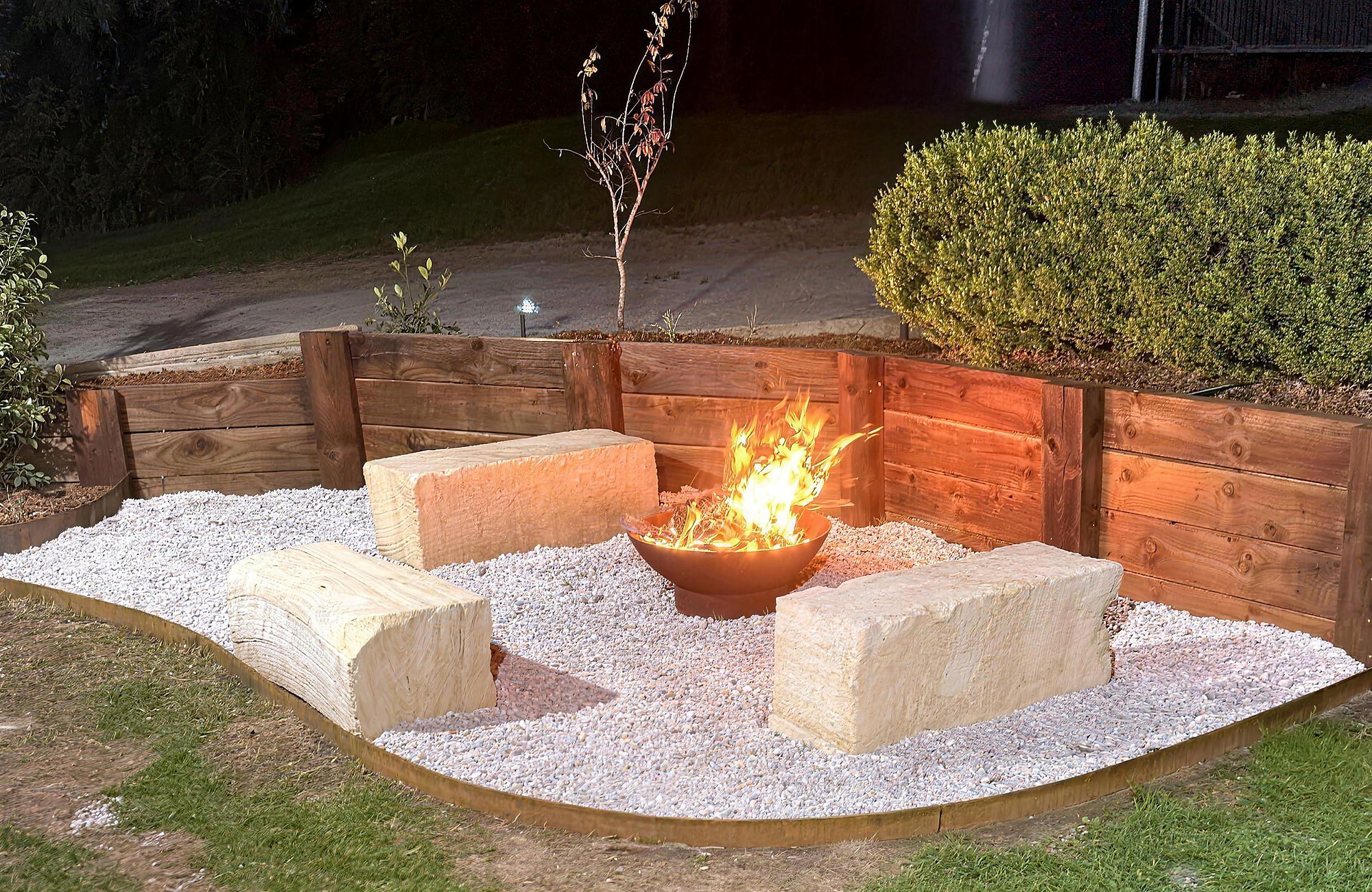 Fire pit at dusk