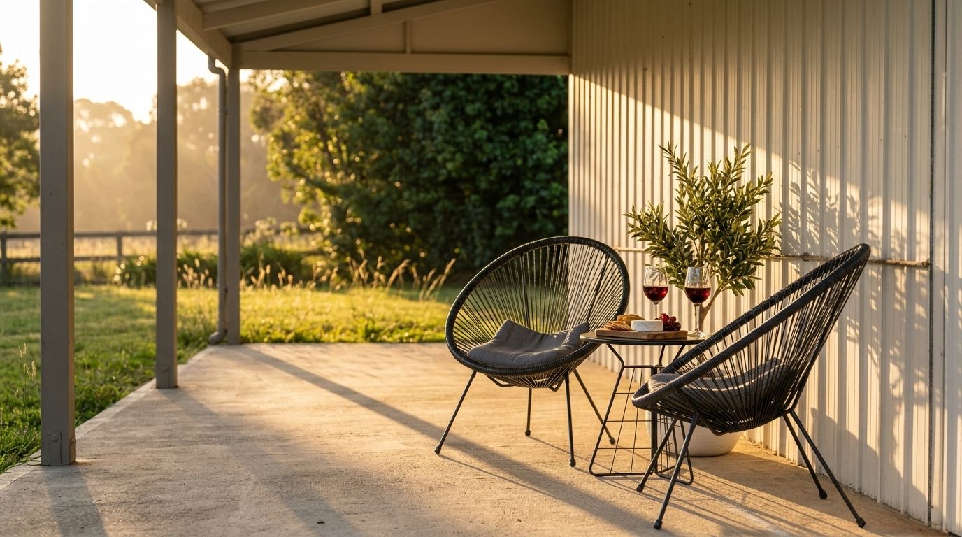 Covered veranda at The Landscapers Rest, Mudgee accommodation
